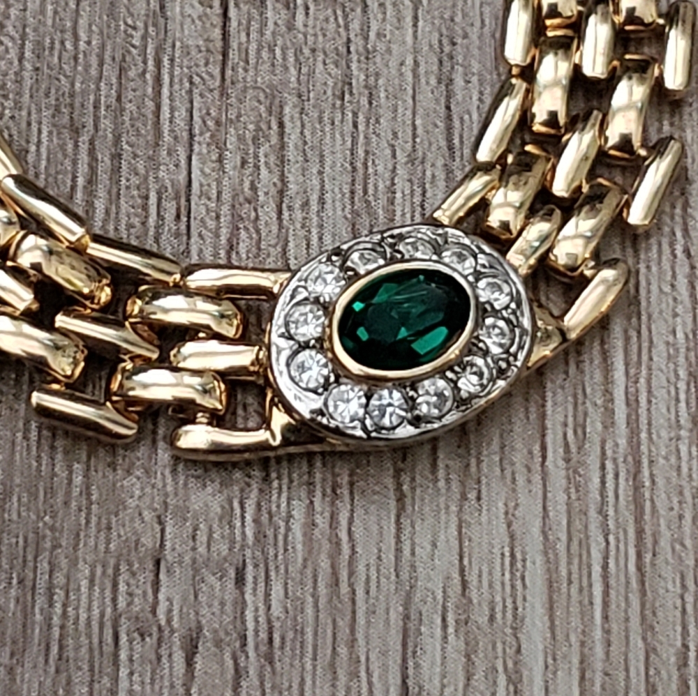 Lia Sophia Emerald Green Rhinestone Necklace